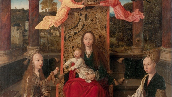 Maestro di Hoofstraeten, Madonna con Bambino tra S. Barbara e S. Caterina (Particolare da sito ufficiale)