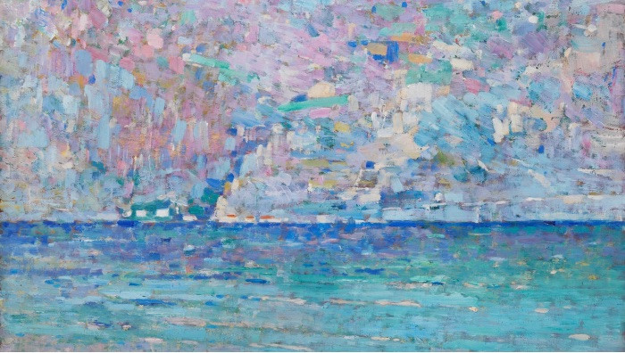 Luigi Bonazza (Arco 1872 - Trento 1965), Lago di Garda, 1926, olio su tela, MAG